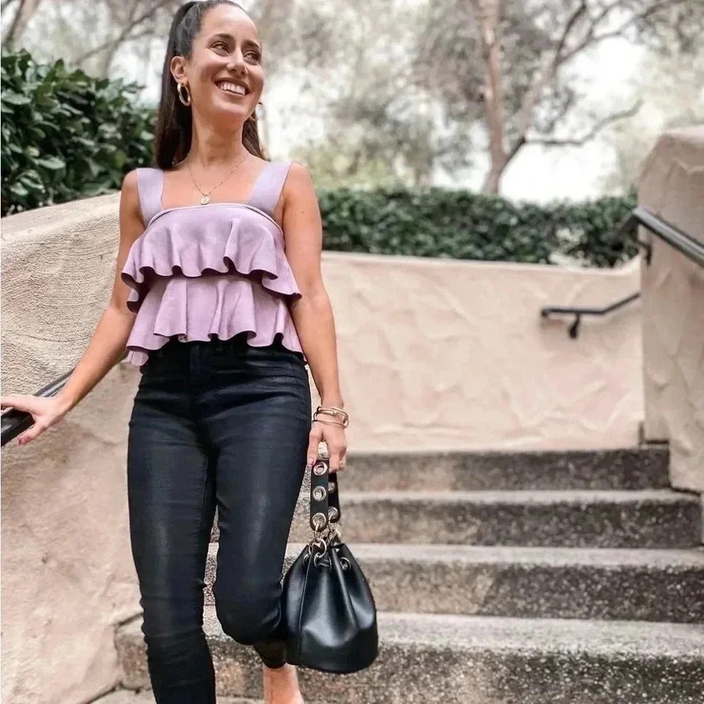 Zara Ruffle Purple Cropped Top